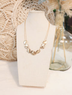 Double Chain Link Brushed Shape Accent Necklace - Lace and Grace Boutique