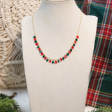 Dainty Rhinestone Charm Detail Necklace - Red/Green