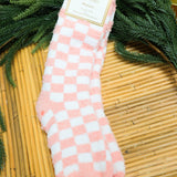Checkered Cozy Tall Socks - Pink