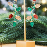Glitter Christmas Lights Drop Earrings - Green Multi
