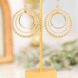 Linked Beaded Hoop Drop Earrings - Gold