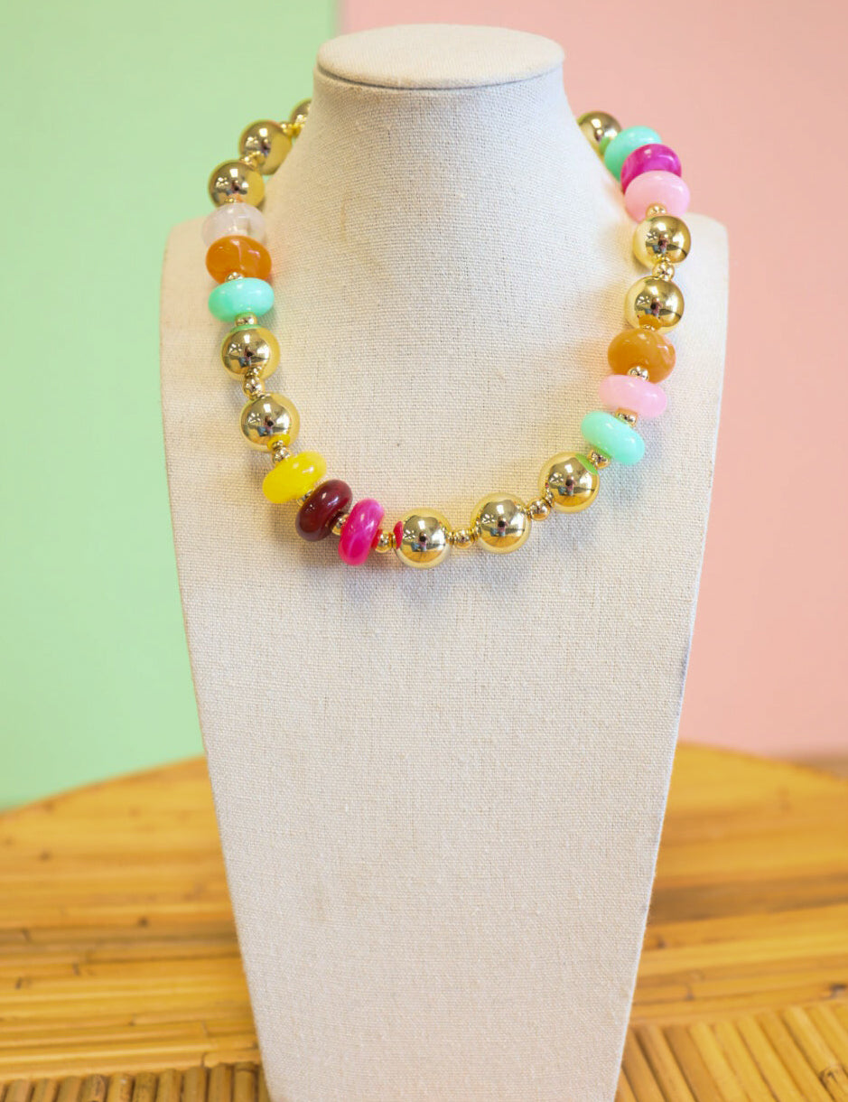 Gem Pop Gold Necklace - Lace and Grace Boutique