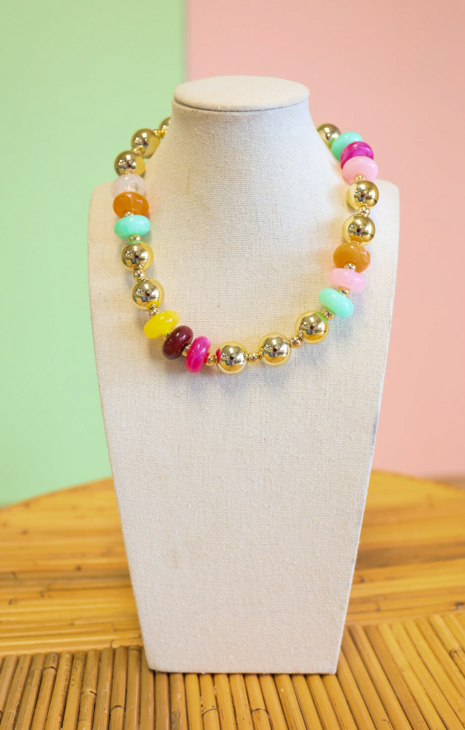 Gem Pop Gold Necklace - Lace and Grace Boutique
