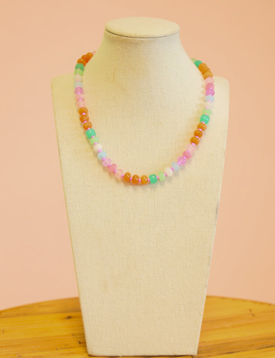Candy Beaded Necklace - Pastel Gemstone - Lace and Grace Boutique