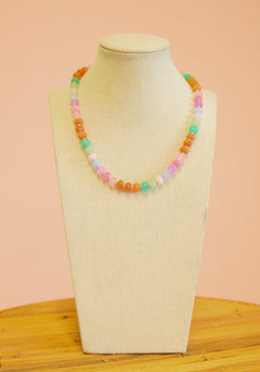 Candy Beaded Necklace - Pastel Gemstone - Lace and Grace Boutique