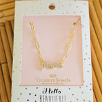 Rhinestone Mama Pendant Chain Link Necklace - Lace and Grace Boutique