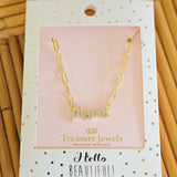 Rhinestone Mama Pendant Chain Link Necklace - Lace and Grace Boutique