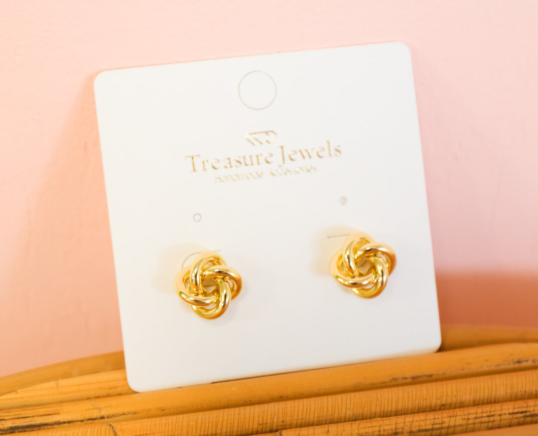 Gold Knot Stud Earrings - Lace and Grace Boutique