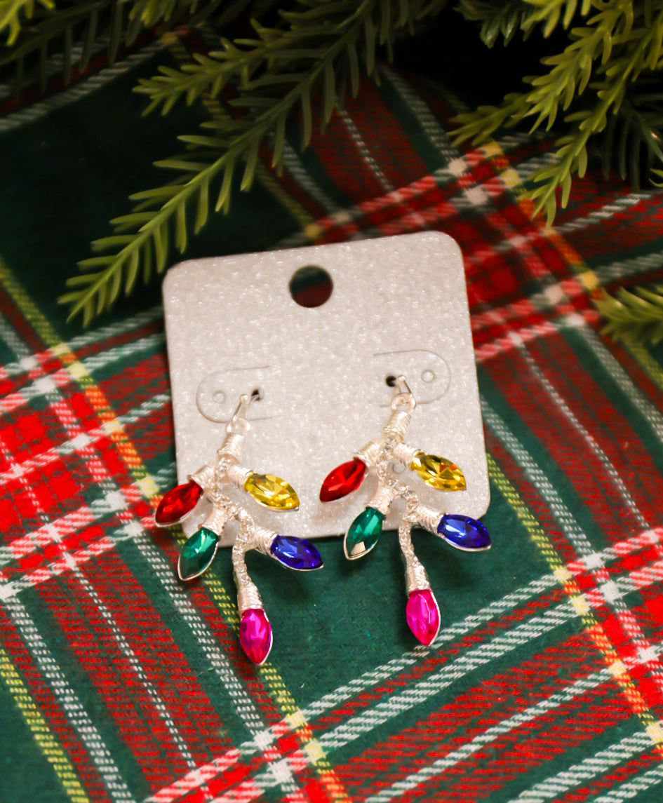 Rhinestone Christmas light drop earrings.