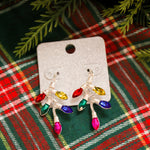 Rhinestone Christmas light drop earrings.