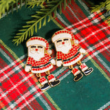 Rhinestone studded Santa drop dangle earrings in red.