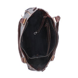 Open Java Rustic Rockababy showing the organic cotton lining, interior zip pocket, and slip pockets