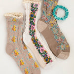 Natural Life Blossom Socks & Scrunchie, Set of 3 - Ash - Lace and Grace Boutique