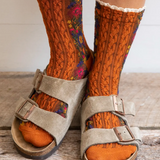 Natural Life Blossom Crew Socks & Scrunchie, Set of 3 - Rust - Lace and Grace Boutique