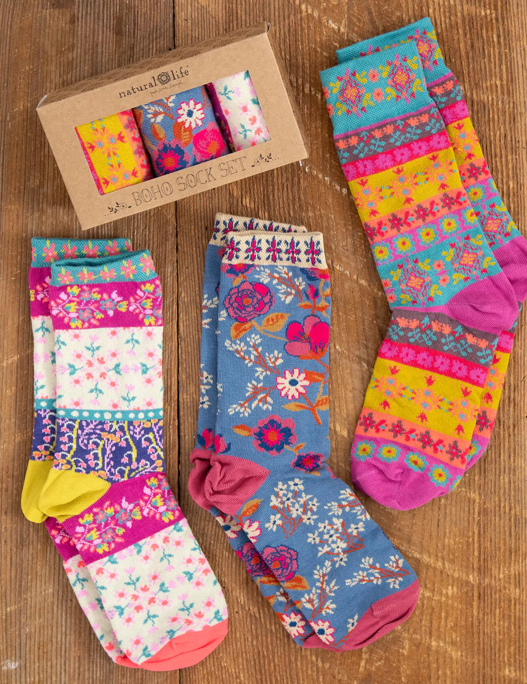Natural Life Boho Socks Set - Cream Borders - Lace and Grace Boutique