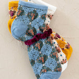 Natural Life Blossom Ankle Socks & Scrunchie, Set of 3 - Mustard