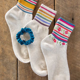 Natural Life Striped Retro Crew Socks, Set of 3 - Rainbow - Lace and Grace Boutique