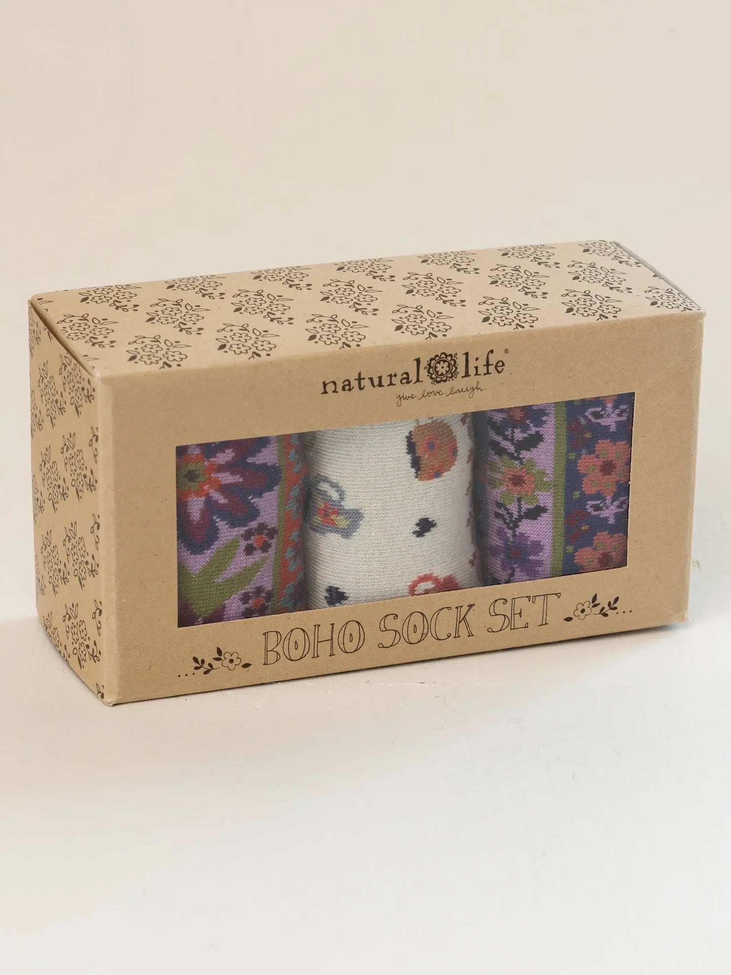 Natural Life Boho Sock Set - Coffee Cups - Lace and Grace Boutique