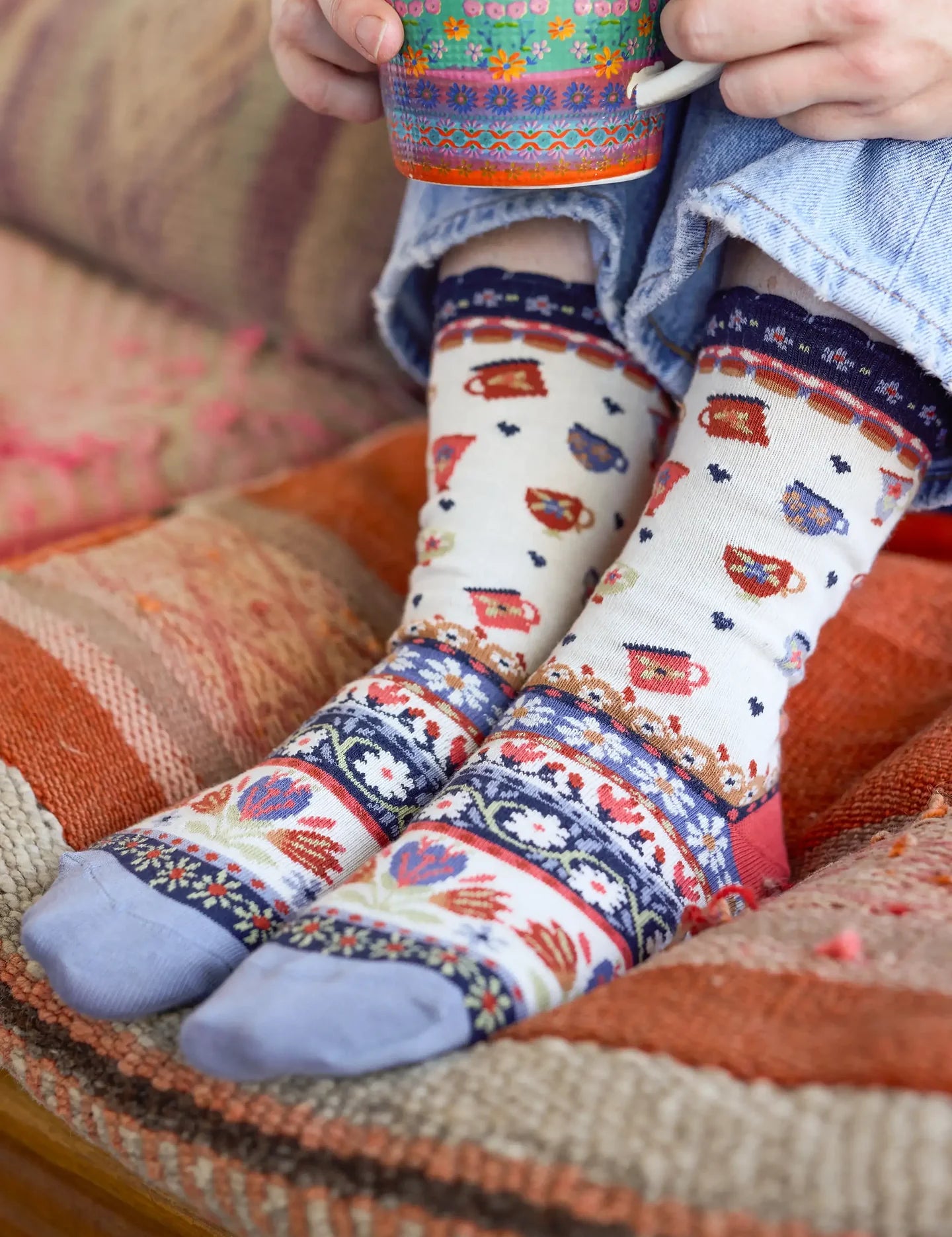 Natural Life Boho Sock Set - Coffee Cups - Lace and Grace Boutique