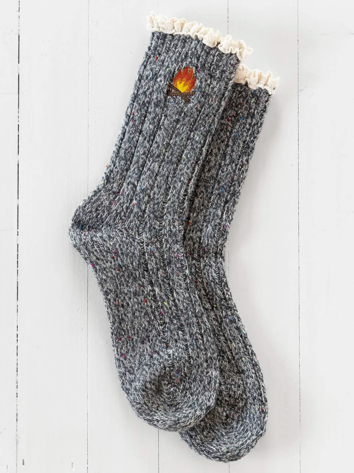 Natural Life Little Things Embroidered Socks - Campfire - Lace and Grace Boutique