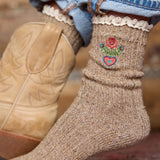 Natural Life Little Things Embroidered Socks - Folk Flower - Lace and Grace Boutique