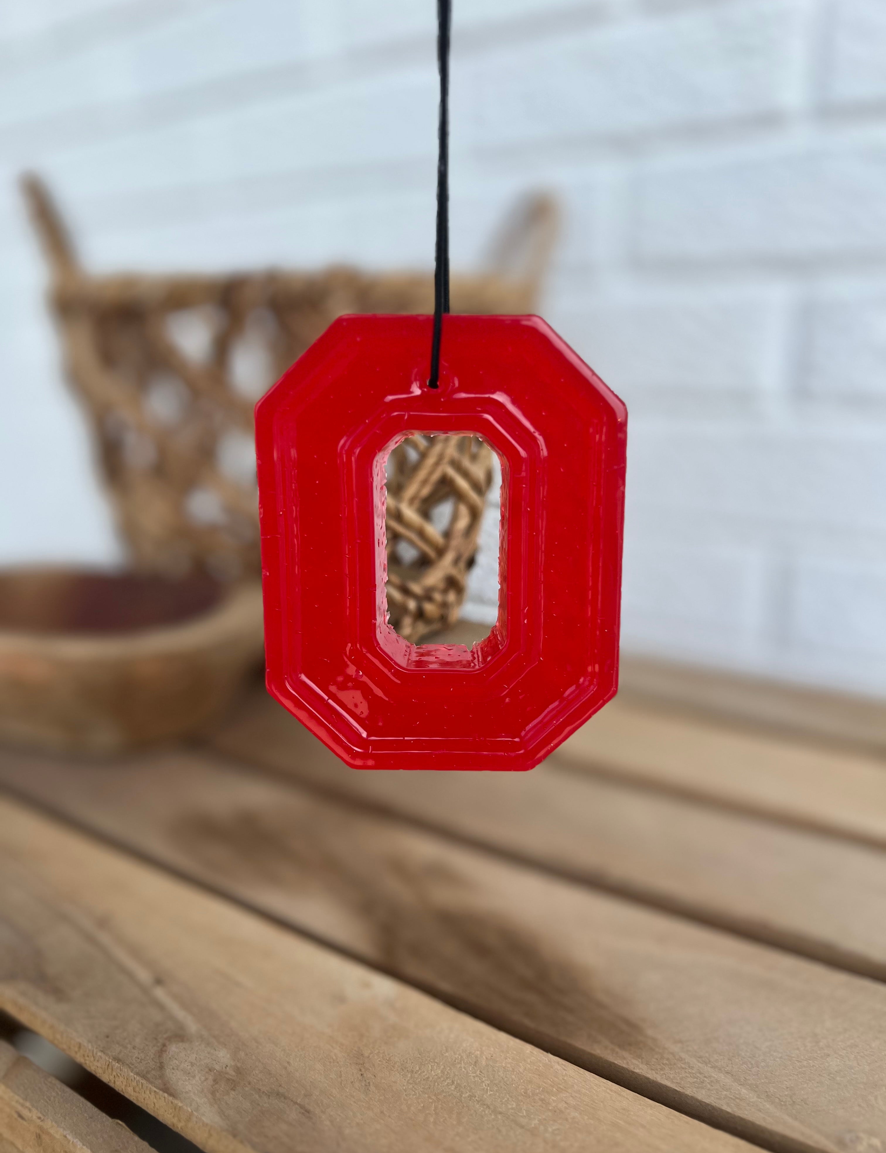 Simply Modern red block o freshie in support of Ohio in the scent urban cowboy.