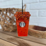 Simply Modern "pumpkin spice" fall latte cup car freshener in the scent Pumpkin Pecan Waffles.