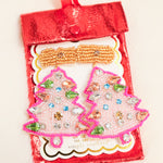 Simply Southern faceted beaded Christmas tree drop earrings in multicolor.