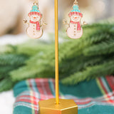 Snowman glitter detail drop earirngs.