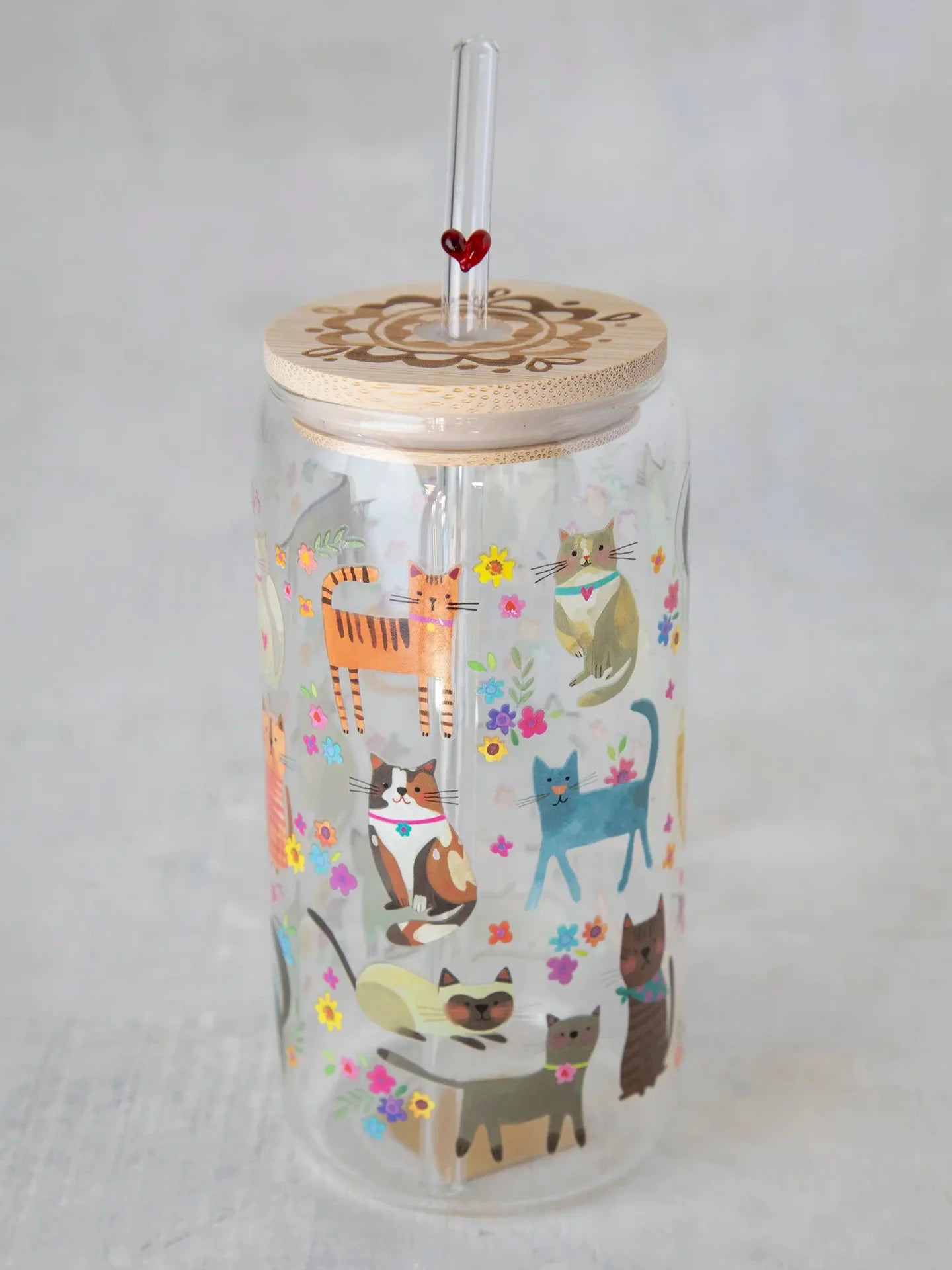 Natural Life Glass Tumbler - Cat - Lace and Grace Boutique