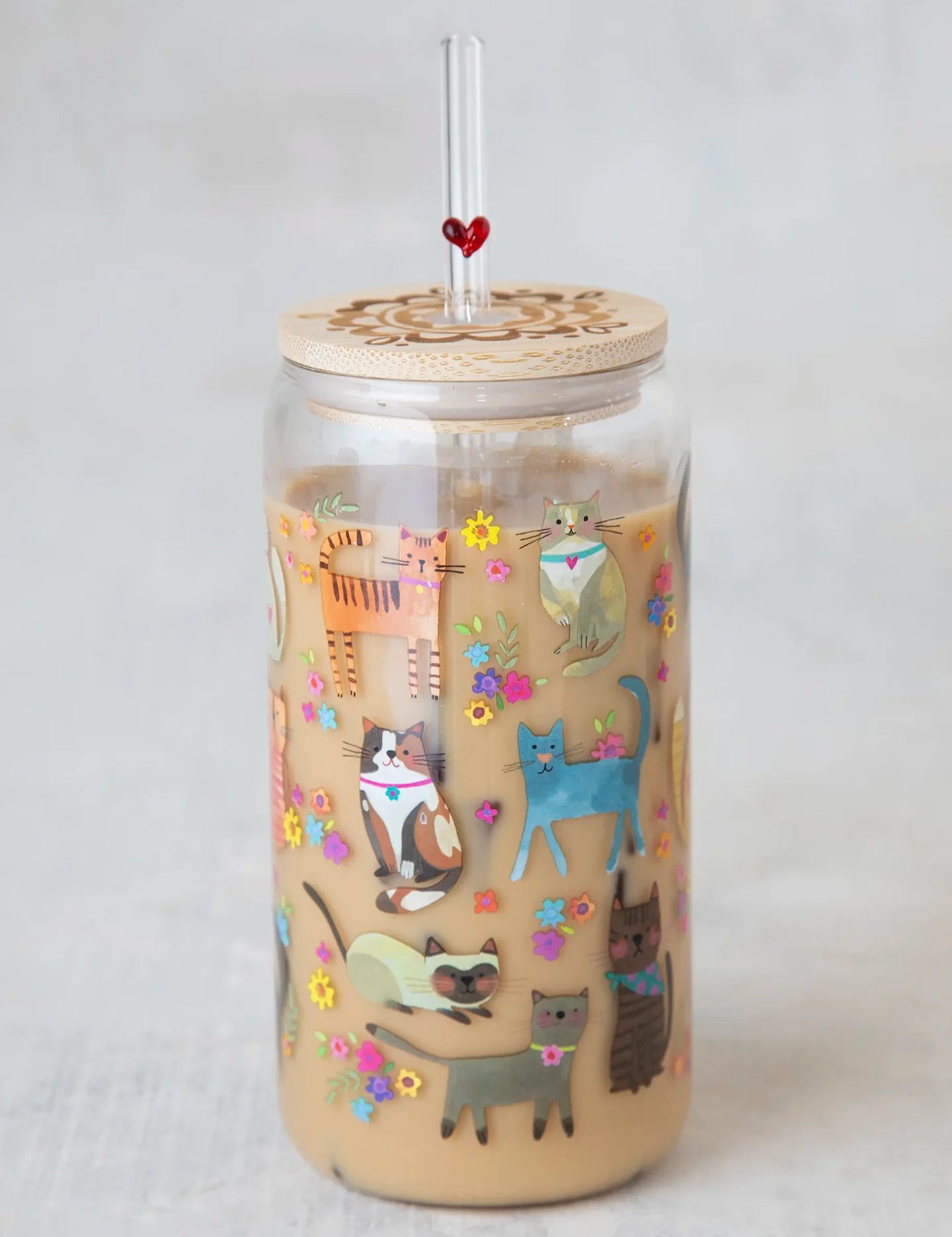 Natural Life Glass Tumbler - Cat - Lace and Grace Boutique