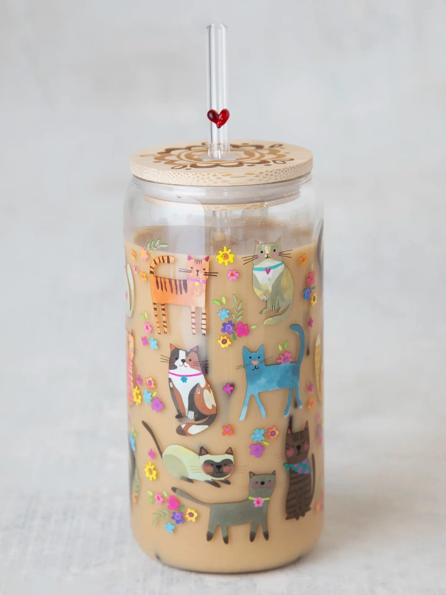 Natural Life Glass Tumbler - Cat - Lace and Grace Boutique