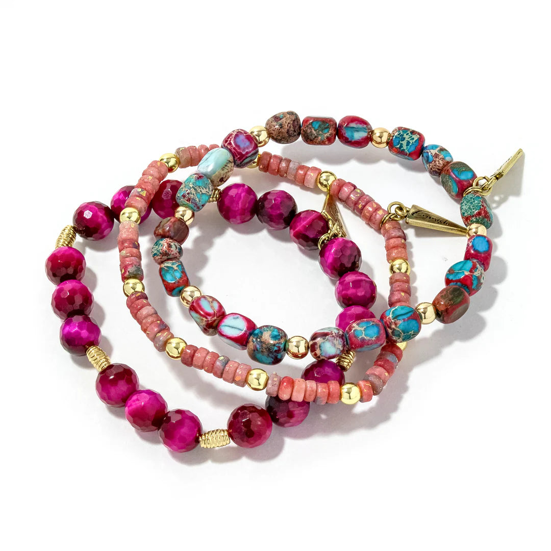 Erimish Wren Bracelet Stack - Raspberry - Lace and Grace Boutique