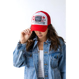 Ohio State Embroidered Patch Trucker Hat - White/Red - Lace and Grace Boutique