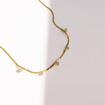 Crystal Charm Dainty Herringbone Necklace - Lace and Grace Boutique
