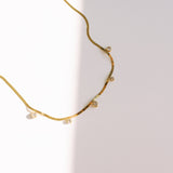 Crystal Charm Dainty Herringbone Necklace - Lace and Grace Boutique