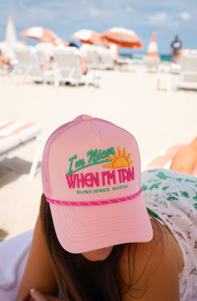 I’m Nicer When I’m Tan Trucker Hat - Pink - Lace and Grace Boutique