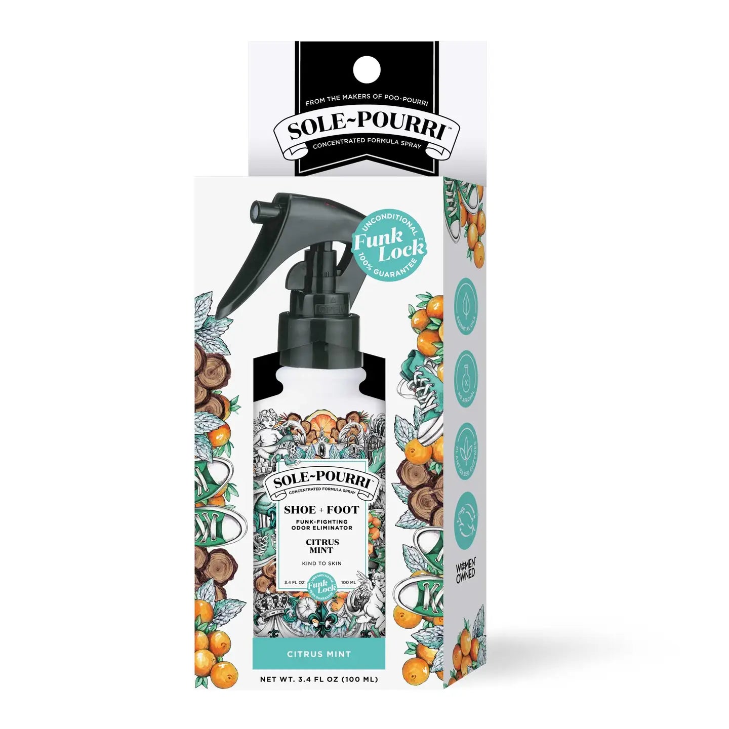 Sole-Pourri Shoe + Foot Odor Eliminator, 100 ml. - Citrus Mint - Lace and Grace Boutique
