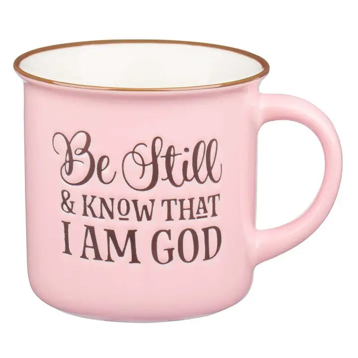 Be Still & Know That I Am God Camp Mug - Pink - Lace and Grace Boutique