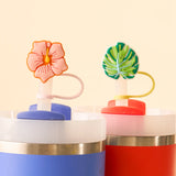 Straw Topper Set - Tropical Hibiscus