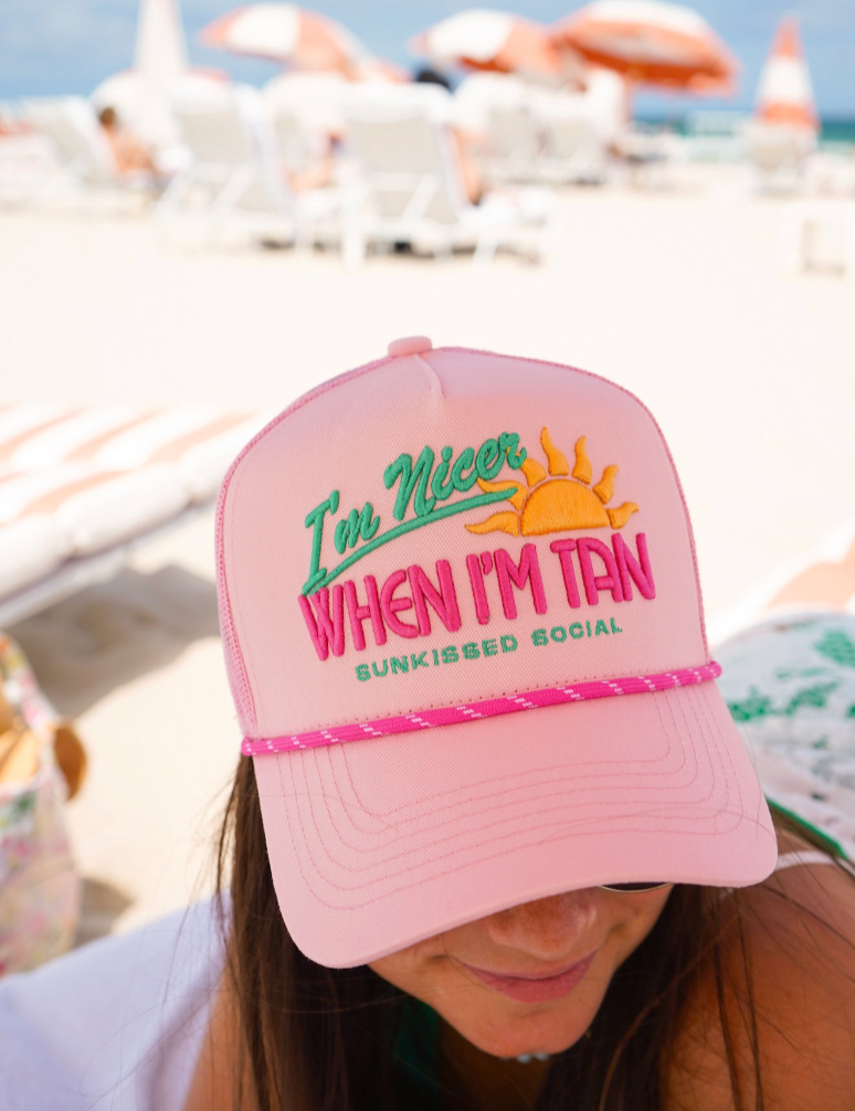 I’m Nicer When I’m Tan Trucker Hat - Pink - Lace and Grace Boutique