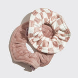 Kitsch Microfiber Quick-Dry Towel Scrunchie Set - Terracotta Checker