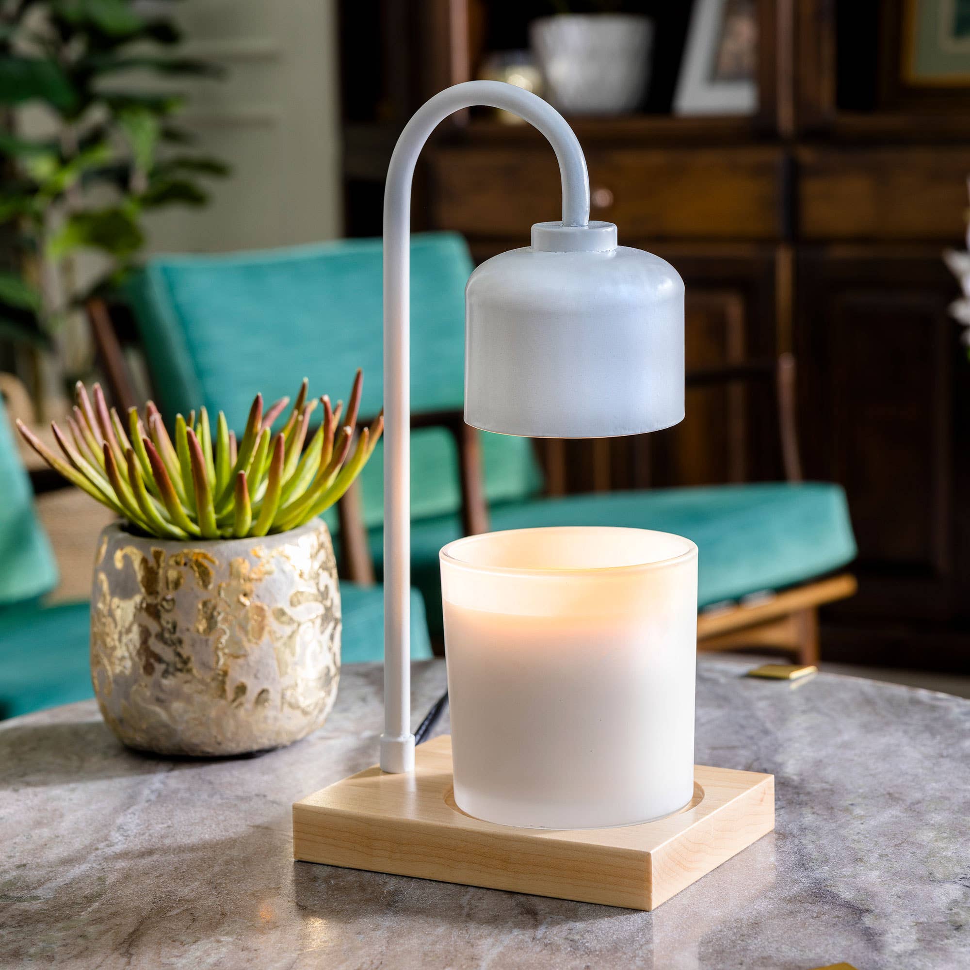 White & Wood Arched Candle Warmer Lamp - Lace and Grace Boutique
