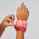 Kitsch Ruched Satin Scrunchie Set - Cherry Blossom