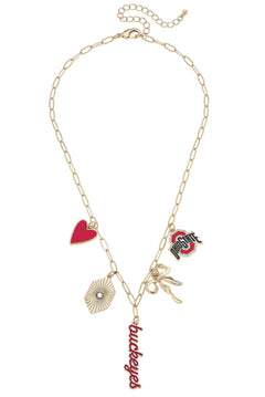 Ohio State Buckeyes Paper Clip Charm Necklace - Lace and Grace Boutique