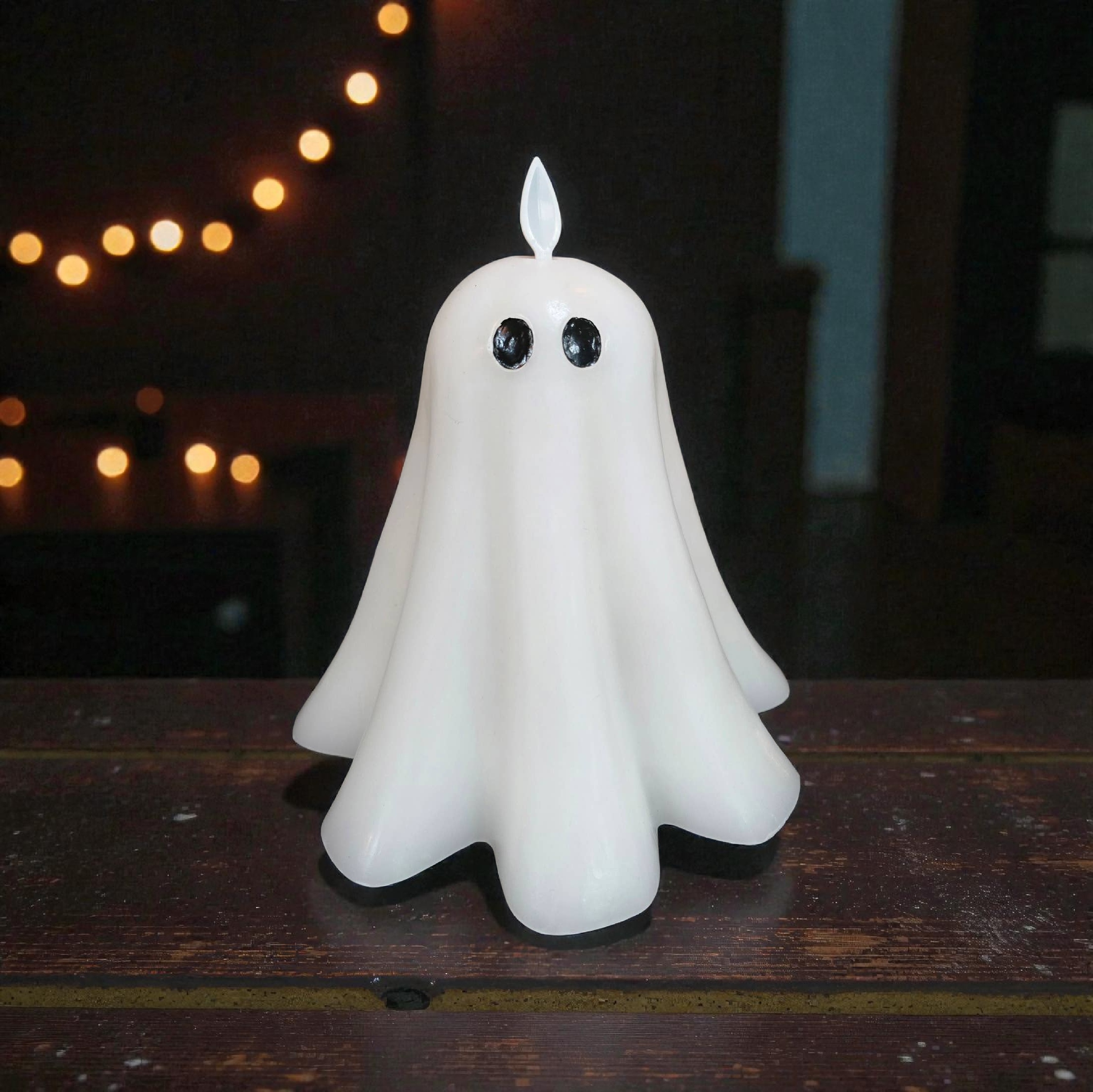 Ghost with Feet, Moving Flame LED Candle 5.3x5in - Lace and Grace Boutique