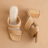 The Barbara Woven Double Band Heel - Wheat - Lace and Grace Boutique