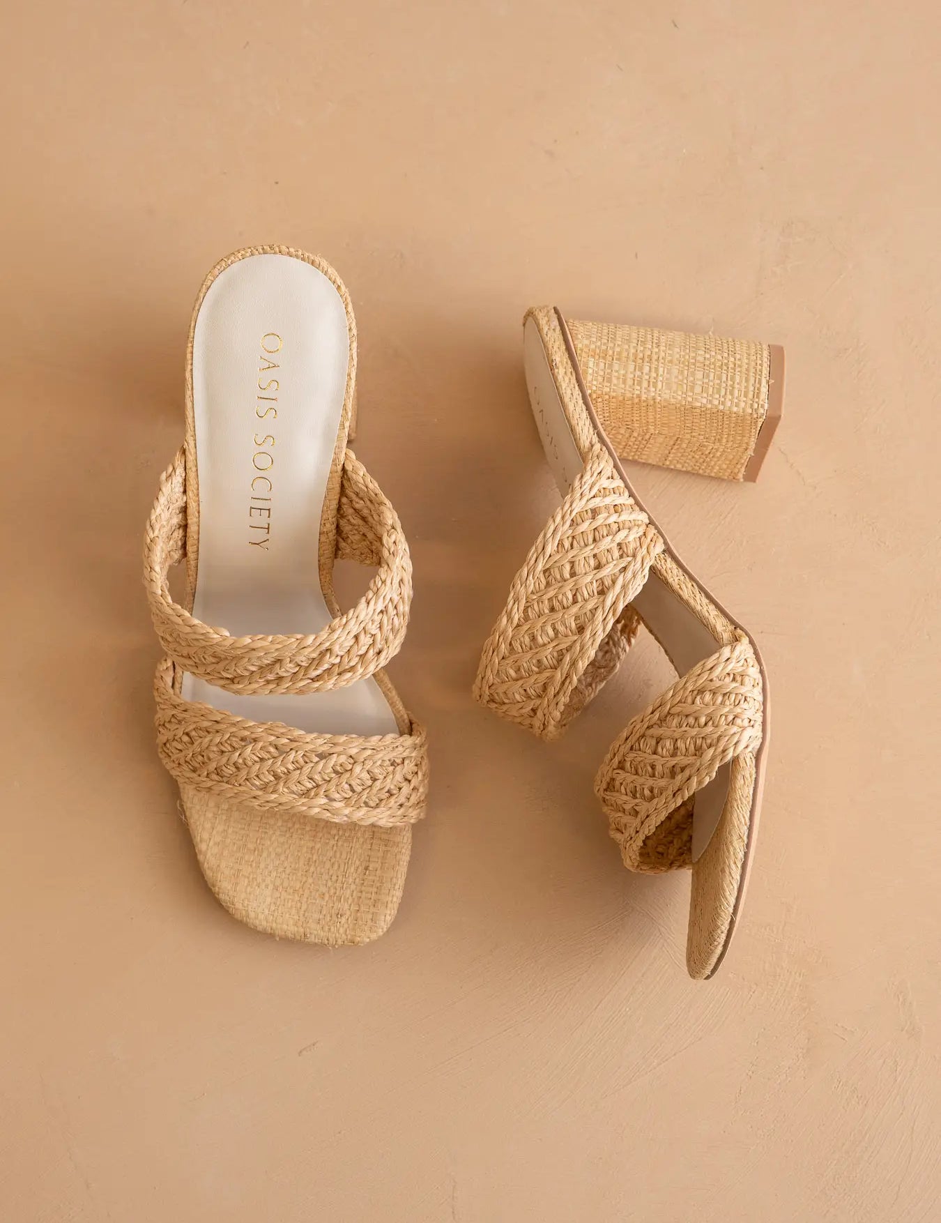 The Barbara Woven Double Band Heel - Wheat - Lace and Grace Boutique