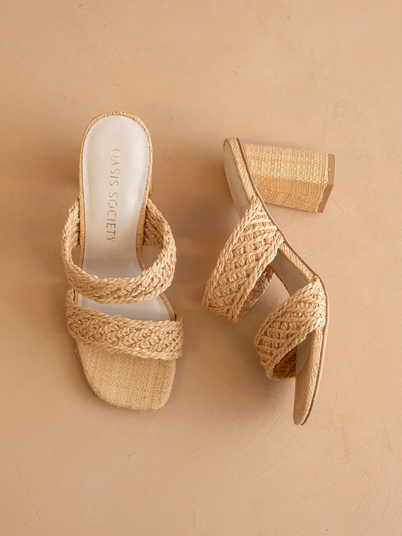 The Barbara Woven Double Band Heel - Wheat - Lace and Grace Boutique