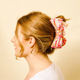Satin Bow Claw Clip - Secret Garden Pink